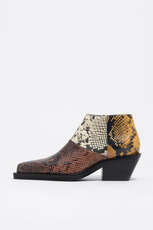 Patchwork snake leather cowboy shoe boot