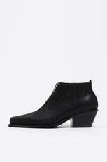 Black leather cowboy shoe boot