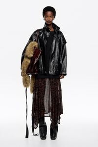 Vestido bimateria falda irregular Leopard Big café oscuro