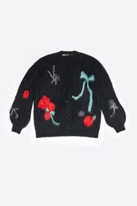 Cárdigan largo lazos multicolor negro