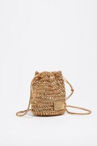 Bolsa bucket mini trenzado piel oro