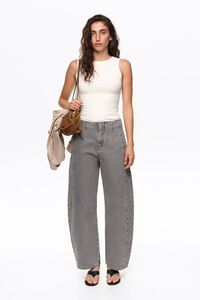 BARREL- Pantal&oacute;n denim hebilla gris lavado
