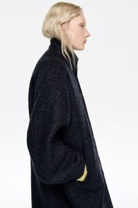 Abrigo lana bouclé midi azul marino