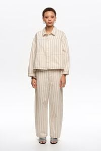 BARREL - Pantal&oacute;n denim rayas blanco hueso