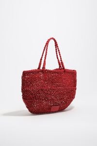 Bolsa de hombro mediano trenzado piel rojo