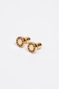 Brown enamel logo earrings
