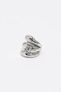 Textured silver crystal triple ring Textured silver crystal triple ring
