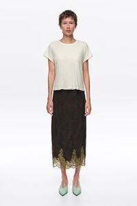 Faded black sarong skirt with lace detailing