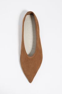 Brown suede pointed toe ballerina
