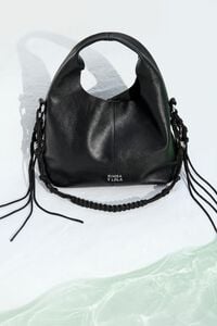 Bolsa Paper peque&ntilde;a piel asa trenzada negra