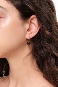 Aretes aro coraz&oacute;n resina &aacute;mbar