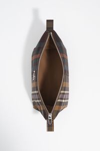 Medium coated chocolate green tartan Trapecio make-up case