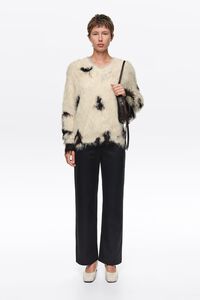 Navy blue straight-leg trousers