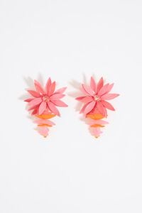 Pendientes flores rosa y naranja