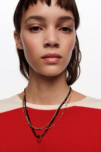 Collar doble cristales negros logo coraz&oacute;n
