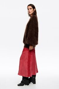 Falda l&iacute;nea A con encajes cereza