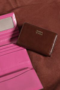 Cartera compacta piel tostado oscuro