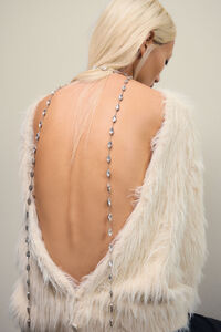 Collar cristales y cadena plateado envejecido