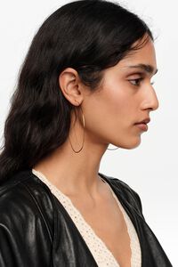 Large aged gold textured hoop earrings