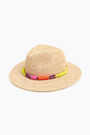 Light raffia hat with strands Light raffia hat with strands