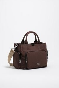Bolsa bandolera Pocket grande nylon caf&eacute; oscuro