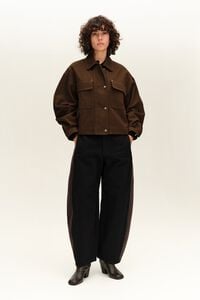 Short washed chocolate cotton jacket