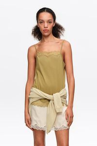 Top tirantes encaje caqui