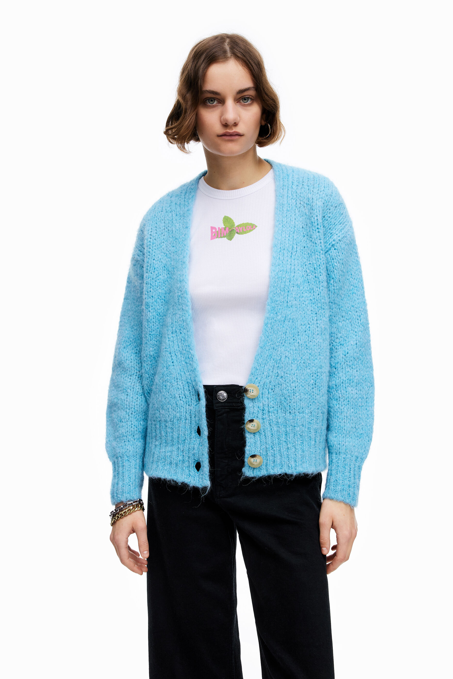Blue alpaca cardigan