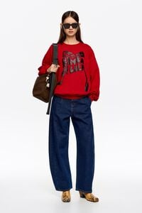 Sudadera larga logo lazo rojo