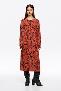 Vestido escote fruncido Lynx café