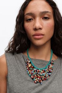 Collar de piedras y perlas turquesa