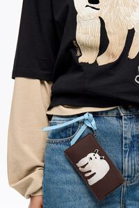 Tarjetero-monedero Fr&iacute;o Peludo piel caf&eacute; oscuro