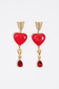 Aretes coraz&oacute;n y flecha dorados