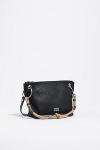 Medium black leather trapezium bag