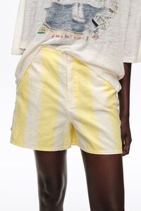 Short ajustado lino stripes lima