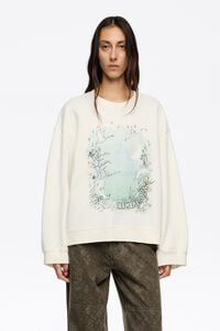 Ivory swans straight cut sweatshirt