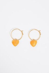 Aretes aro coraz&oacute;n resina amarillo
