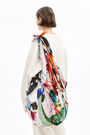 Red art brut digital collage shawl Red art brut digital collage shawl