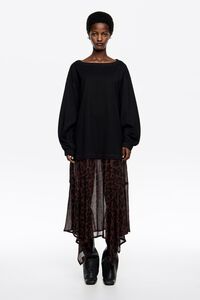 Vestido bimateria falda irregular Leopard Big café oscuro