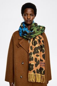 Mixed color animal print acrylic jacquard shawl