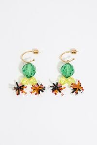 Pendientes aro abalorios flor multicolores