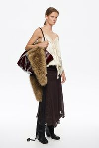 Falda fluida encajes café oscuro