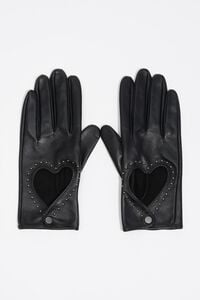 Guantes piel corazón negro