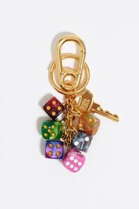 Gold multicolor dice key ring