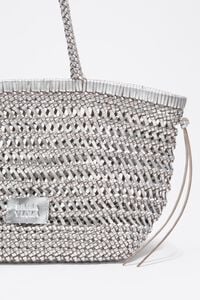 Bolsa shopper grande trenzada piel plateada