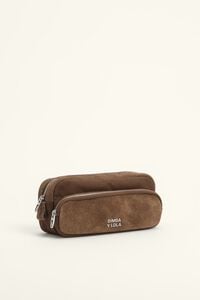 Estuche pocket algod&oacute;n y piel caqui oscuro