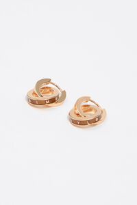 Medium taupe double hoop logo earrings