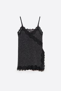 Top mohair encajes gris oscuro melange