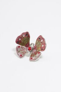 Anillo mariposa cristales plateado