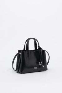 Small black leather Chihuahua tote bag